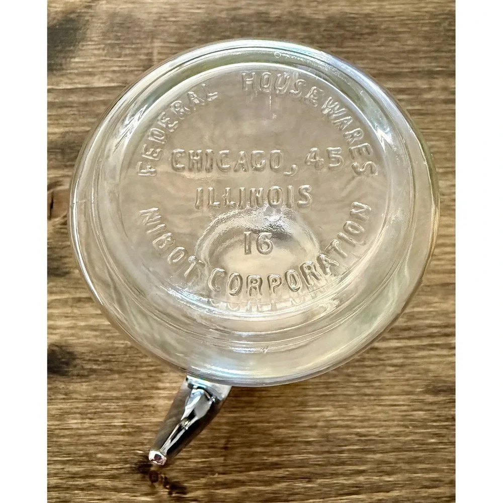 Federal Housewares Syrup Dispenser Clear Excellent Vintage MCM Glass